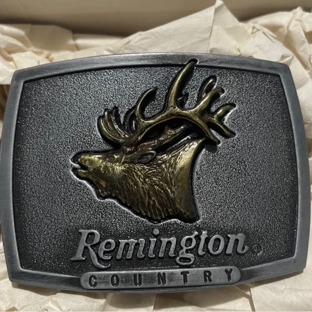 Remington Country Bugling Elk Belt Buckle - Vintage 1986 - Made In USA.